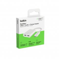 Belkin ROCKSTAR Dual USB-C Audio + Charge Adapter - White