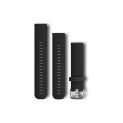 Curea ceas Garmin Vivoactive 3, Replacement band, silicone, culoare negru cu stainless steel, 2 marimi incluse