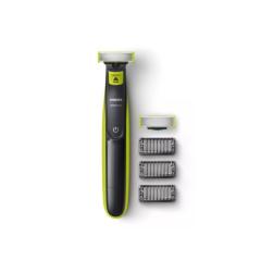 Aparat hibrid de barbierit si tuns barba Philips OneBlade QP2520/30, 3 piepteni, 1 lama suplimentara, Acumulatori, Negru/Verde