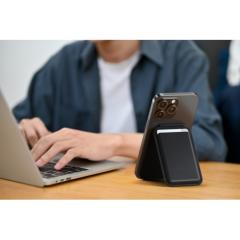 Satechi Vegan-Leather Magnetic Wallet Stand (iPhone 12/13/14/15 all models) - Black