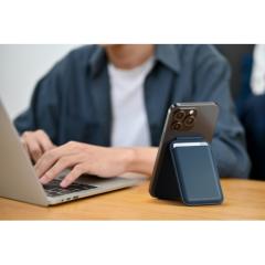 Satechi Vegan-Leather Magnetic Wallet Stand (iPhone 12/13/14/15 all models) - Dark Blue