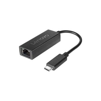 Lenovo USB-C to Ethernet Adapter, Full-size RJ45 connector, LEDs on RJ- 45 connector to indicate activity and link status, upport PXE boot, Wake-On-LAN, MAC pass through if host notebook supports, Black, Depending on many factors such as the processing ca