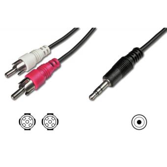 ASSMANN Audio adapter cable stereo 3.5mm - 2x RCA 2.50m CCS 2x0.10/10 shielded M/M black