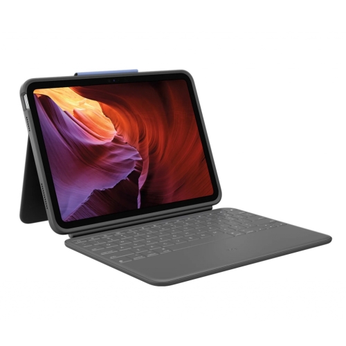 Logitech Rugged Folio Ultra-protective keyboard case with Smart Connector for iPad (10th gen) - Oxford Grey - UK
